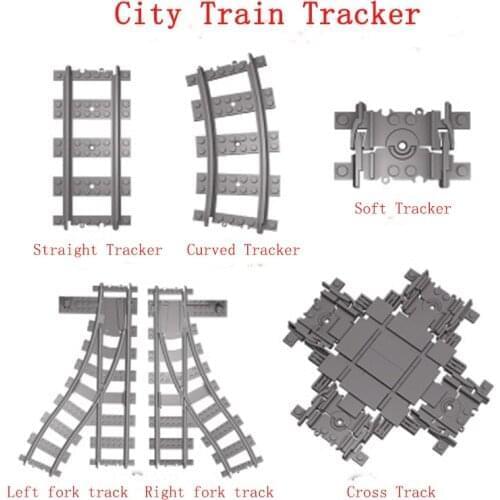 1Pcs City Train Tracks Train Rail Straight & Curved Tracks Sets Building Blocks Bricks Parts Kids Diy Construction Toys Model