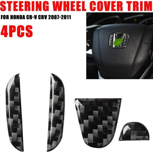 For Honda CR-V CRV 2007 - 2011 Car Styling Steering Red Carbon Fiber Steering Wheel Panel Cover Trim