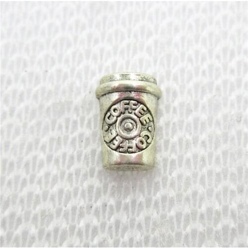 Hot Selling 50pcs/lot Coffee Cup Floating Charms Living Glass Memory Floating Lockets Pendants Charms DIY Jewelry Charm
