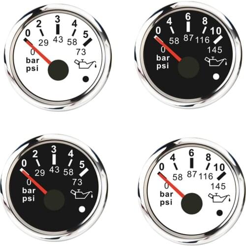 52mm Pointer Oil Pressure Gauge Oil Pressure Indicator Meter Waterproof Boat Car Gauges with Alarm
