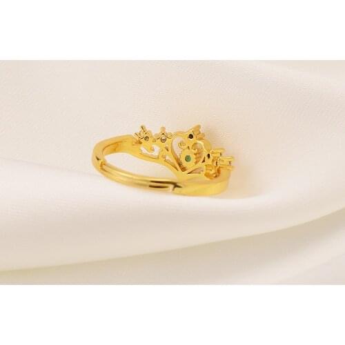 Exquisite Women Wedding Heart Ring 9K Yellow Fine Solid 18ct THAI BAHT G/F Gold White Turquoise Green Main Cubic Zirconia