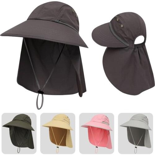 Fashion Women Summer Ponytail Caps UV Protection Sun Hat With Neck Flap Female Breathable Bucket Hat Outdoor Hiking Fishing Cap