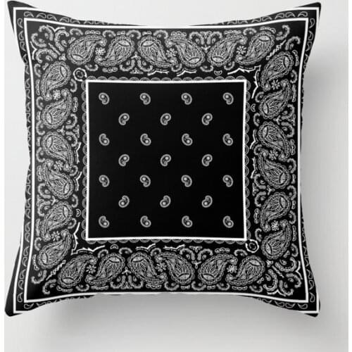 Classic Black Bandana Cushion Cover Decorative Pillow Cover Case Seat Car Home Decor Throw Pillowcase Decoration