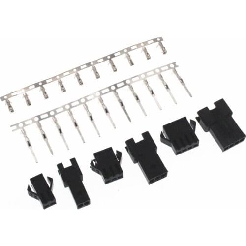 10Sets SM Female Jack and Male Plug Housing Shell+Terminals Pitch 2.54MM Wire Connectors 2/3/4/5/6/7/8 Pin JST SM2.54