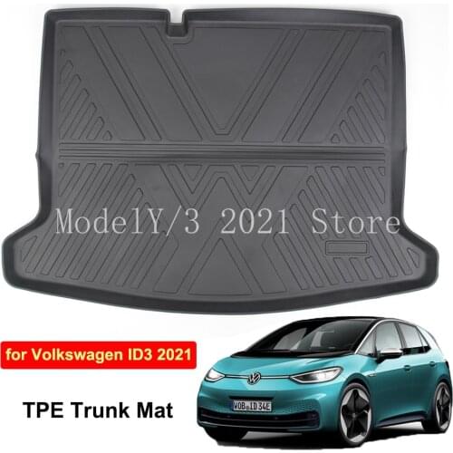 TPE Trunk Mats For VW Volkswagen ID3 2021 TPE Rear Back Trunk Car Mat Waterproof Nonslip Healthy Parts Interior Car Accessories
