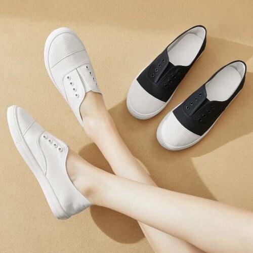 Female 2021 New Spring Lace Female Flat Leather White Sneakers Casual Shoes Womens Shoes mujer vulcanizar los zapatos canvas