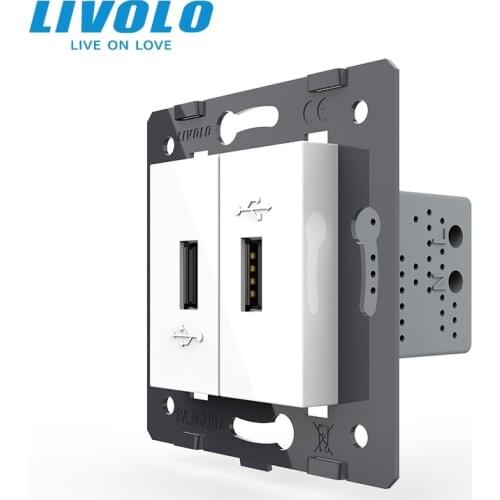 Livolo White Plastic Materials , Travel USB Electric , EU Standard DIY Parts, Function Key for USB Socket,VL-C7-1USB-11