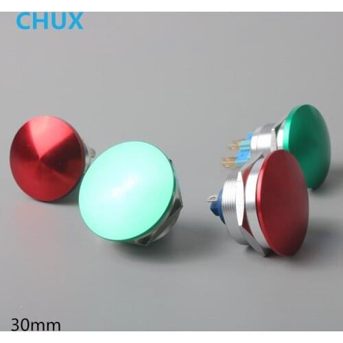 Metal Push button Switch Momentary Mushroom Head 30mm screw foot welding foot Led Switch Red Green Pushbutton Switch