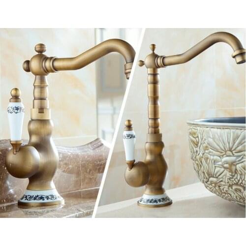 Fashion brass bronze finished ceramic base hot and cold single lever kitchen sink faucet