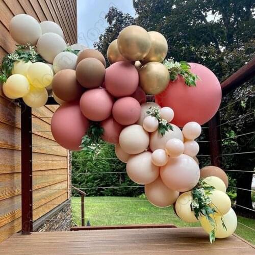 Wedding Birthday Party Celebration Decor Retro Pink Latex Balloon Garland Double Cream Peach Balloon Arch Kit Baby Shower Decor