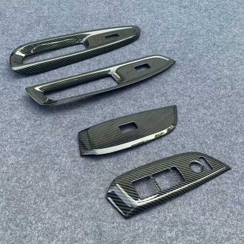 For 2020 2021 RHD Honda FIT Accessories Carbon Fibre Window Control Panel Glass Lift Switch Cover Protector Sticker Car Styling