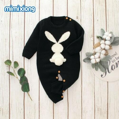 2020 New Boys' Girls' Knitted Baby Rabbit Solid Color Leisure Time Comfortable Versatile Jumpsuit Simplicity Fashion