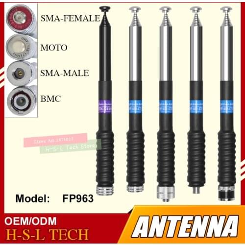 Hand Holding A Radio Walkie Talkie Antenna Telescopic Antenna VHF 136-174Mhz BNC/SMA/MOTO Connection Stainless Steel Antenna