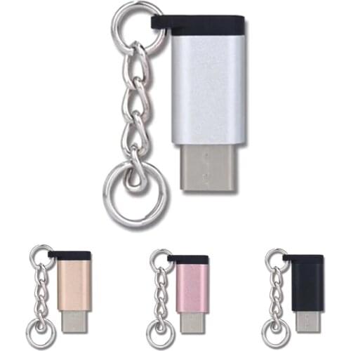 Portable USB-C to Micro USB Adapter Anti-lost Keychain USB Type-C to Micro USB Convert Connector for Samsung for Huawei Dropship