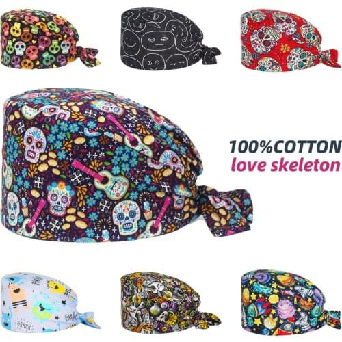 Working accessories Surgicals cap with Protect Ears medicals print Bouffant Scrubs hat Head Scarf Pet Lab Dental work Scrub caps