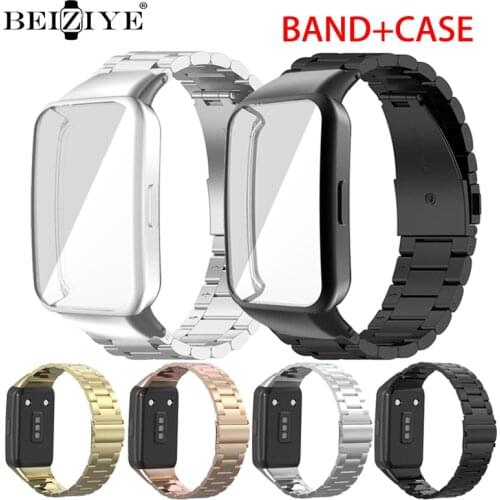 Stainless Steel Strap+Watch Case For Huawei Band 6 Smart Watchband Bracelet Replacement Metal Wristband For Huawei Honor 6