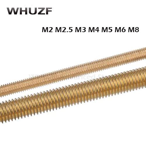 Thread Rod M2x250 M2.5*250 M3x250 M4*250 M5x250 M6x250 M8x250 length 250mm Long Brass Metric Bolt Full Thread Shaft Rod Bar Stud