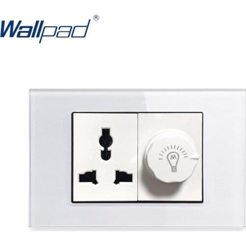 3 Pin MF 13A Socket With Dimmer Switch Wallpad Luxury Tempered Glass Panel Electric Wall Power Socket Electrical Outlets