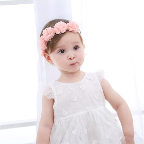 Pink Baby Flower Headband Pink Ribbon Hair Bands Handmade DIY Headwear Hair Accessories for Children Newborn Toddler 1-6year