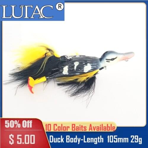 LUTAC Fishing Lures 3D frog hard bait duck floating top water 105mm 29g artificial bait bass fishing lure