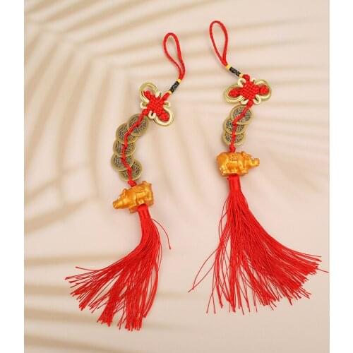 Lucky 2021 Year of Ox Chinese Commemorative Souvenir Gift Car Bag Pendant Decor 2021 New Year Gift Christmas Deco Home Deco