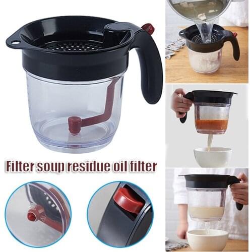 Oil Soup Separator with Bottom Release Measuring Cup with Filter Durable Washable Detachable Convenient Suit for Kitchen GQ