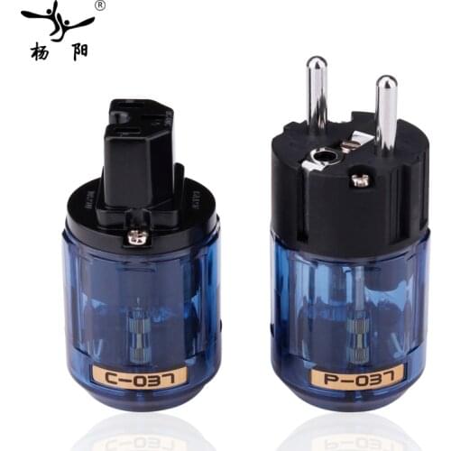 YYAUDIO Free shipping one pair Oyaide Rhodium Plated C-037 IEC plug + P-037E Schuko Power plug EUR power plug