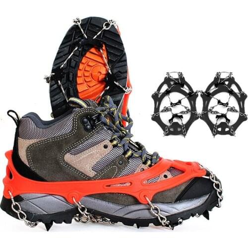 2021 New 2pcs 8-Teeth 2 Size Sports Anti-Slip Ice Gripper Cleats Shoe Boot Grips Crampon Chain Spike Snow for Hiking Climbing