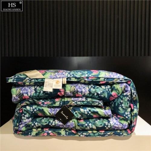 Goose Down Comforter Quilt Duvet Filling Power 800 Combed Cotton OEKO-TEX Certified Vigorous Flowers Indelible Digital Printing