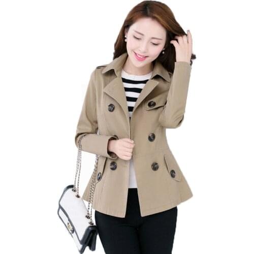 Trench Coat Women 2021 New Spring Autumn Short Double Breasted Windbreaker Jacket Trench Femme Fashionable Tops Ladies Outwear