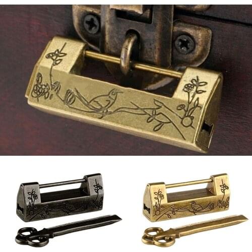 Password Padlock Lock Metal Chinese Vintage Antique Retro Key Jewelry Combination Bronze/black Locks Bronze Mini Password