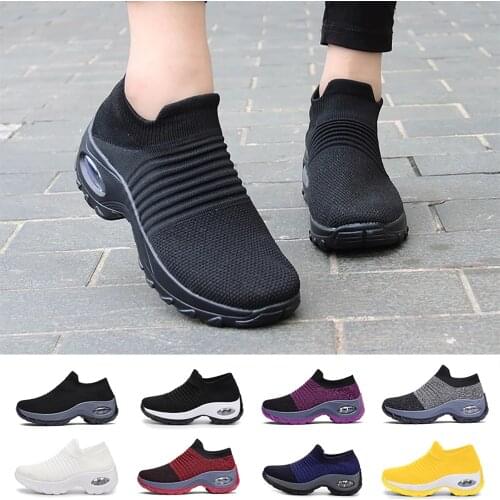 Women Sneakers Platform Shoes 2021 Tennis for Women Breathable Mesh Sock Sneakers Off White Zapatos De Mujer Casual Sneaker35-44
