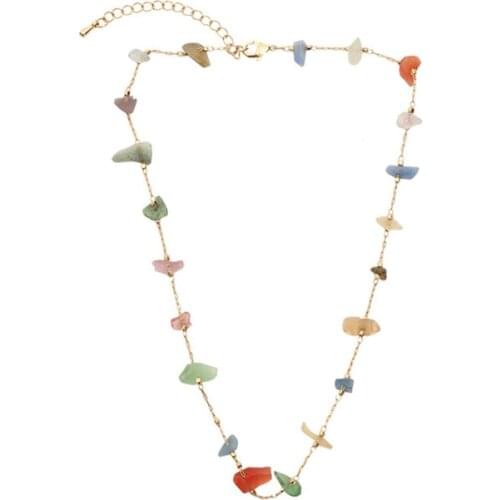 Geometric Irregular Transparent Natural Stones Choker Necklace For Women Simple Design Colorful Acrylic Necklaces A832