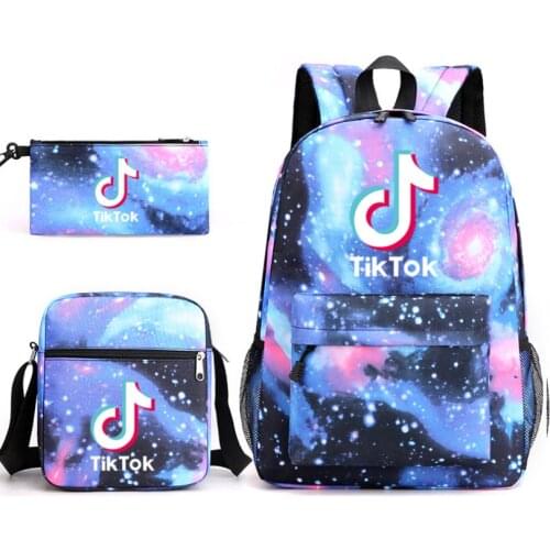 Hot TIK TOK 3pcs Set Backpack Children Anime Cartoon School Bag Bookbag Men Women Travel bags Mochila Daily Rucksack
