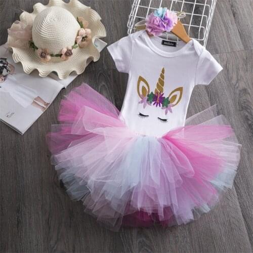 Newborn Baby Princess 1st Birthday 3pcs Outfits Infant Clothing Girls Wear Baptism Tutu Dress For Little Girl Vestido Infantil
