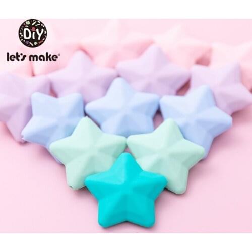 Lets Make 5PCS Silicone Beads Five Pointed Star Silicone Teether Baby Toys Food Grade Chewing Necklace Beading DIY