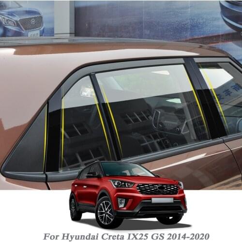 8pcs Car Styling For Hyundai Creta IX25 GS 2014-2020 Car Window Trim Sticker Middle Column Stickers PVC External Accessories