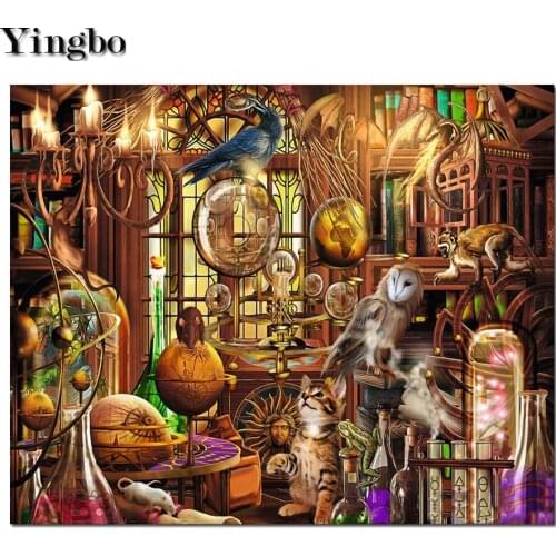 5D DIY Diamond Painting Fantasy study Lab patterns bead Embroidery owl cat rat Handcraft Art Kits painting home decoration art