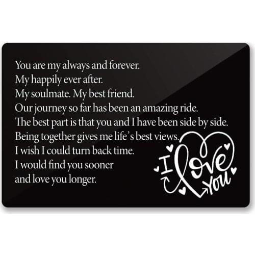 I Love You Engraved Wallet Card Inserts, Love Note Cards,Anniversary Card Romantic,Birthday Fathers Day Gifts(Black) DIY Custom