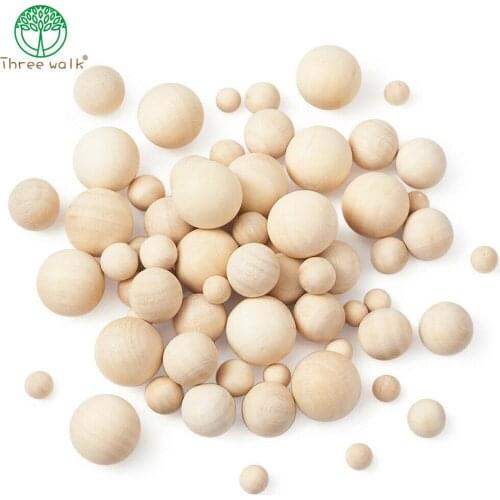 AntiqueWhite No Hole Unfinished Round Natural Wooden Loose Beads Crafts