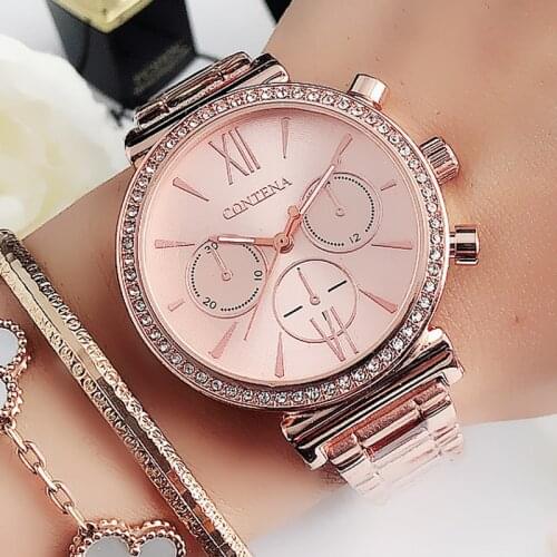 Reloj Mujer New Arrival 2020 Rose Gold Stainless Steel Case Womens Luxury Top Brand Geneva Stylish Ladies Watches Female Clock