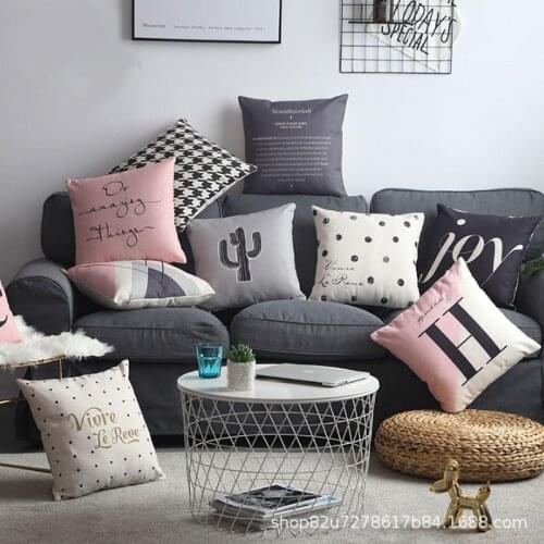 Nordic Sofa Short Plush Pillow Cover 18x18in Linen Cushion Cover Living Room Sofa Office Seat Bedside Throw Pillowcase 45x45cm