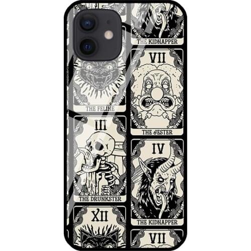 Witchy Death Tarot Cards Tempered Glass Case For iPhone 11 Pro Max XS 12 mini SE 7 8 Plus X XR Shell Cover Coque