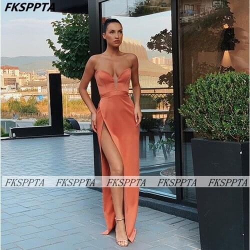 Long 2021 Prom Dresses Sweetheart Corset High Slit Sexy Women Occasion Formal Gowns Plus Size Prom Dresses Cheap