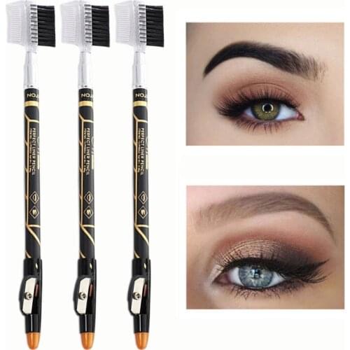 Double-headed Eyebrow Pencil Pigment Waterproof Non-smudging Women Makeup Comestics With Sharpener Brush Design Eye Beauty Tool