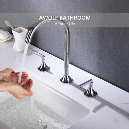 Chrome Bathroom Basin Sink Faucet Solid Brass Brushed Gold Dual Handle Hot And Cold Mixer 360 Degree Swivel Water Tap ML8100