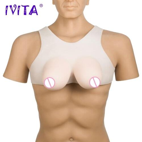 IVITA Realistic Silicone Breast Forms Fake Boobs For Crossdresser Transgender Shemale Drag-Queen Artifical Silicone Breasts