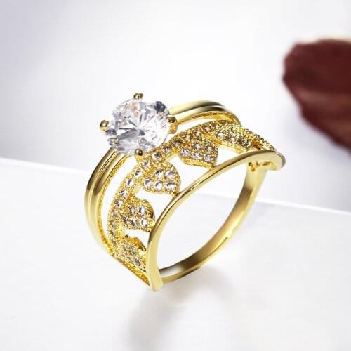 Ring sizes 5,6,7,8,9,10 Fashion leaf ring big round cubic zirconia crystal fast delivery great jewelry jewellery women rings