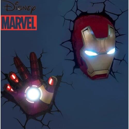 Disney 3d Creative Wall Lamp Marvel Avengers Captain America Shield Iron Man Anime Birthday Gift