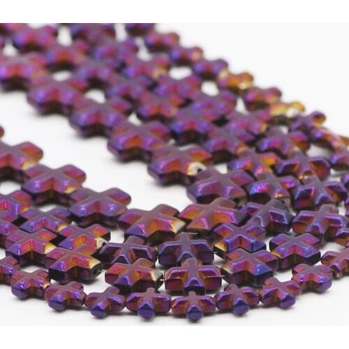 Cross Jesus Purple Natural Stone Hematite Charm Spacer Loose Beads For Jewelry Making Handmade DIY Bracelet Accessories 6/8/10MM